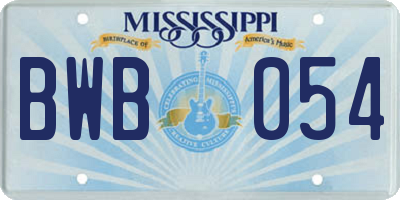 MS license plate BWB054