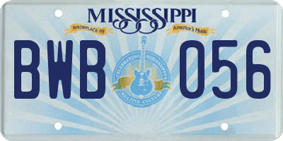 MS license plate BWB056