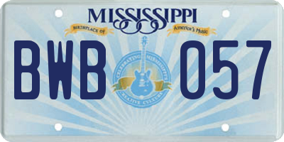 MS license plate BWB057