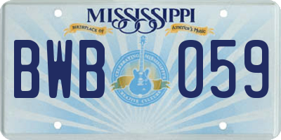 MS license plate BWB059