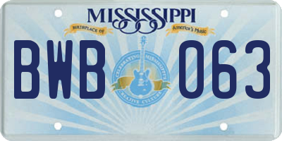 MS license plate BWB063
