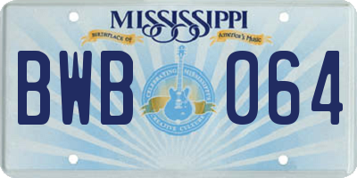 MS license plate BWB064