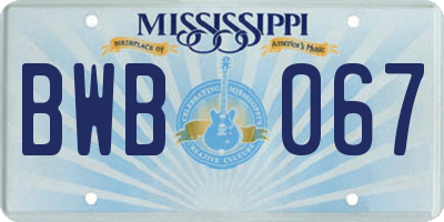 MS license plate BWB067