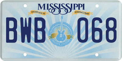 MS license plate BWB068