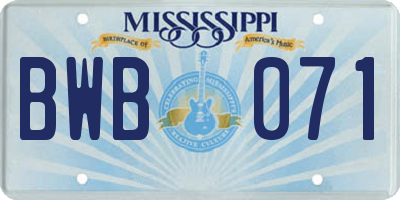 MS license plate BWB071