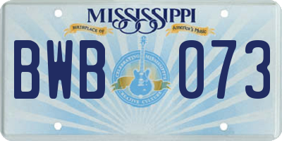 MS license plate BWB073