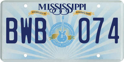 MS license plate BWB074