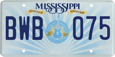 MS license plate BWB075
