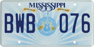 MS license plate BWB076