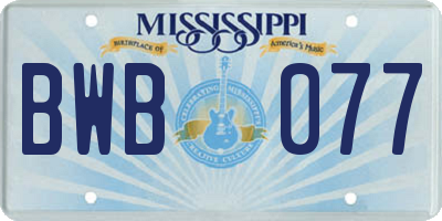 MS license plate BWB077