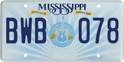 MS license plate BWB078