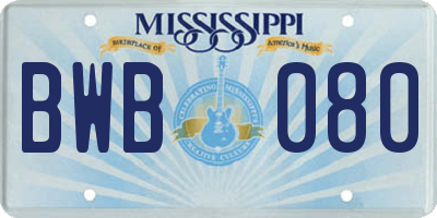 MS license plate BWB080