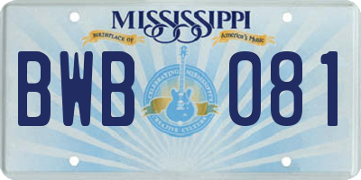 MS license plate BWB081