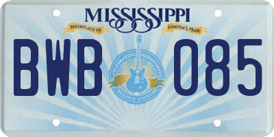 MS license plate BWB085