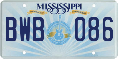 MS license plate BWB086