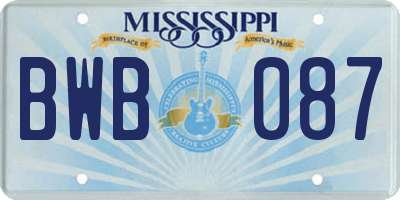 MS license plate BWB087