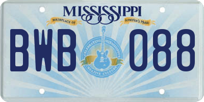 MS license plate BWB088
