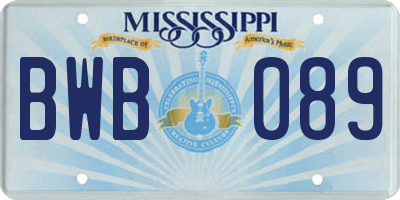 MS license plate BWB089