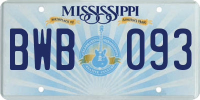 MS license plate BWB093