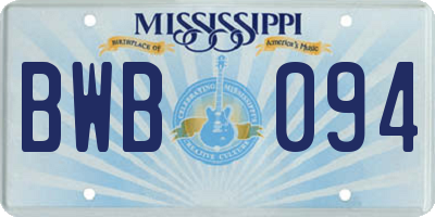 MS license plate BWB094
