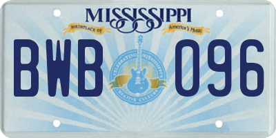 MS license plate BWB096