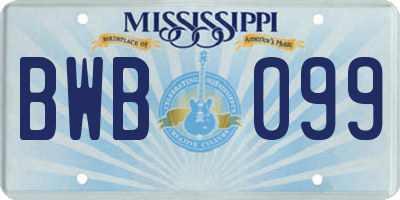 MS license plate BWB099
