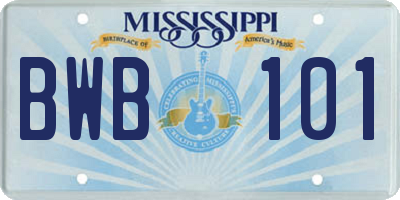 MS license plate BWB101