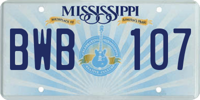 MS license plate BWB107