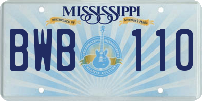 MS license plate BWB110