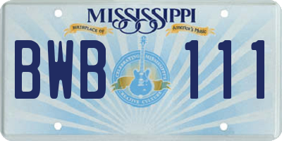 MS license plate BWB111