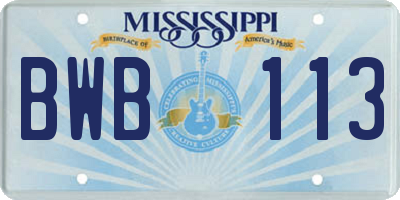 MS license plate BWB113
