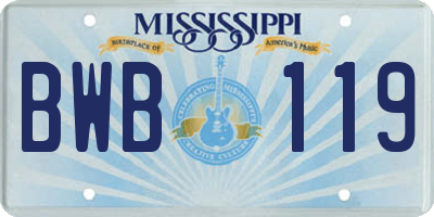 MS license plate BWB119
