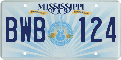 MS license plate BWB124