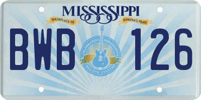MS license plate BWB126