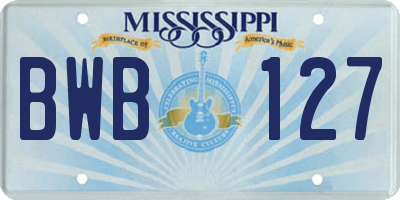 MS license plate BWB127