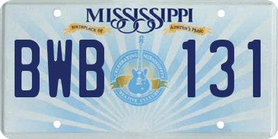 MS license plate BWB131