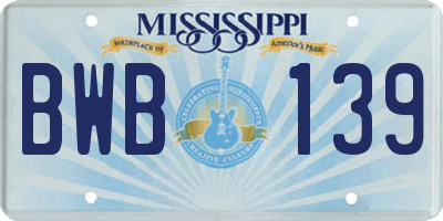 MS license plate BWB139