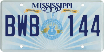 MS license plate BWB144