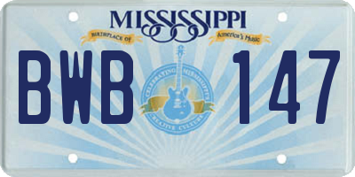MS license plate BWB147