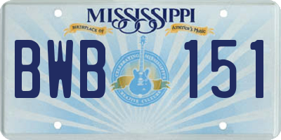 MS license plate BWB151