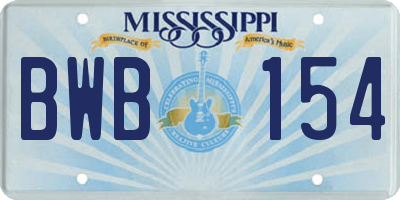 MS license plate BWB154
