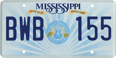 MS license plate BWB155