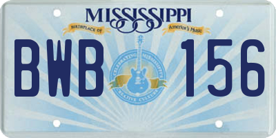 MS license plate BWB156