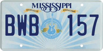 MS license plate BWB157