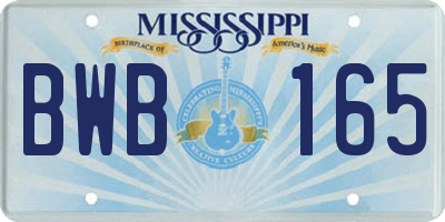 MS license plate BWB165