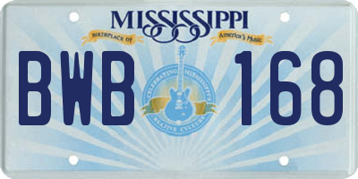 MS license plate BWB168