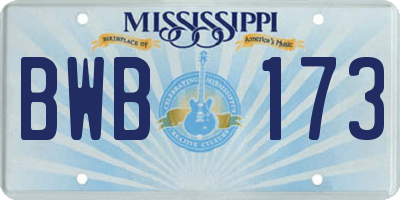 MS license plate BWB173