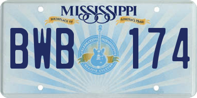 MS license plate BWB174