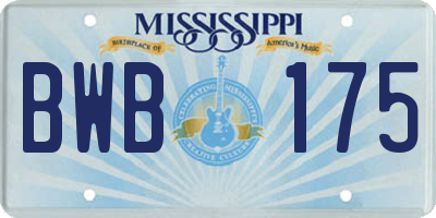 MS license plate BWB175