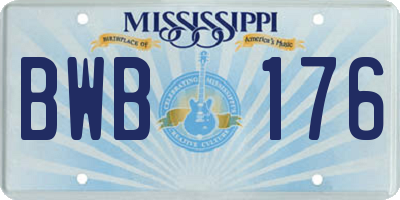 MS license plate BWB176